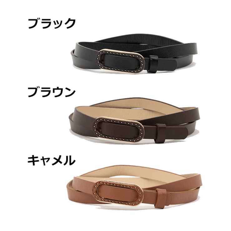 ベルト レザー調 無地 細い レディース ブラック ブラウン キャメル | STYLEBLOCK | 詳細画像2 