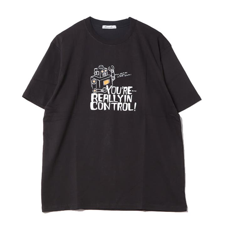 半袖プリントTシャツ(YOU)のブラック