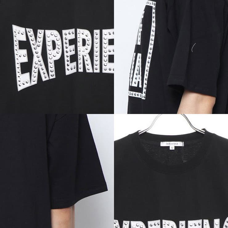 ラインストーンプリントビッグTシャツのディテール
