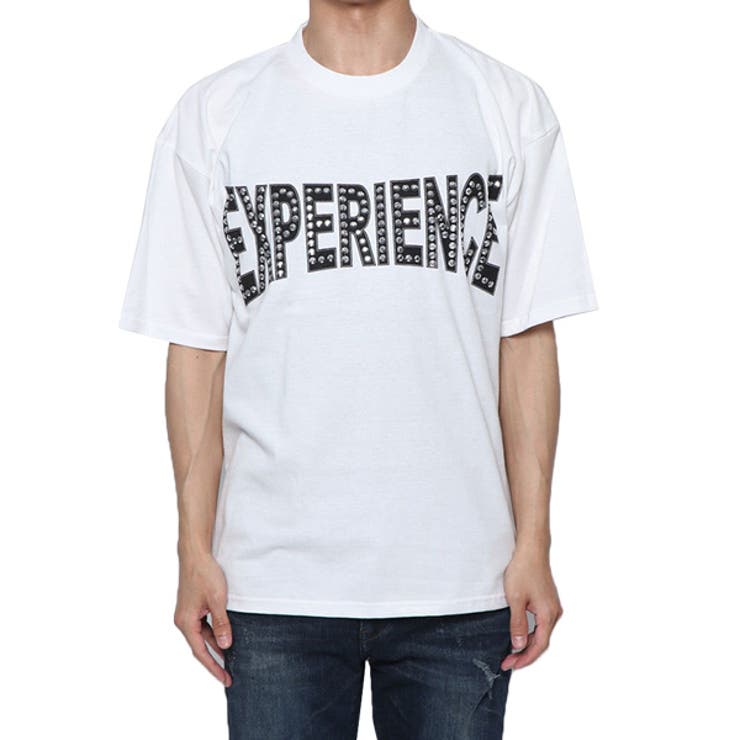 ラインストーンプリントビッグTシャツのオフA
