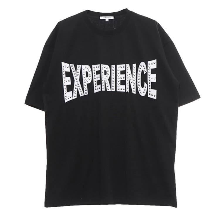 ラインストーンプリントビッグTシャツのブラックA