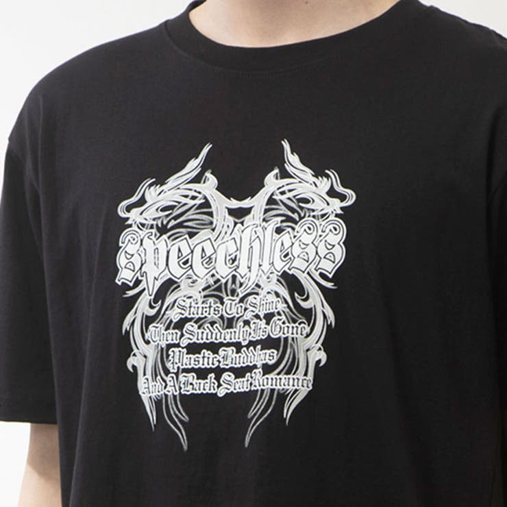 半袖プリントTシャツ(ロックプリント)の素材接写