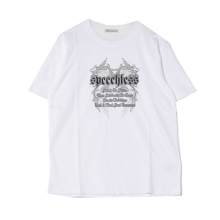 半袖プリントTシャツ(ロックプリント)のホワイト