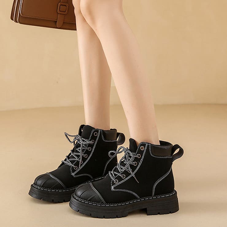 LibertyDoll ブーツ レディース ショート 厚底 5cmヒール 黒