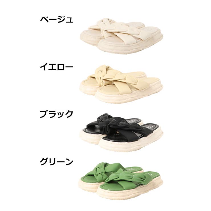 クロスベルト厚底サンダルのカラーバリエーション