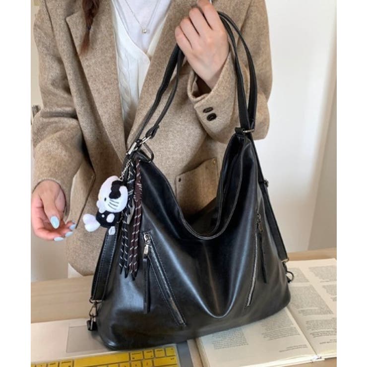 ブラック | 2WAYファスナーショルダーバッグ | STYLEBLOCK