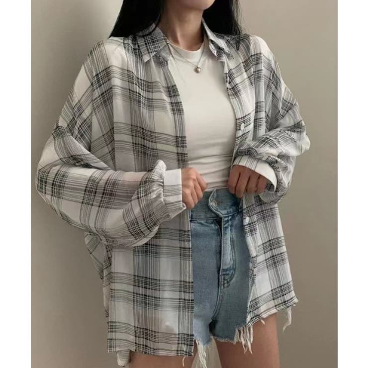 チェック柄ルーズシアーシャツ | STYLEBLOCK | 詳細画像4 