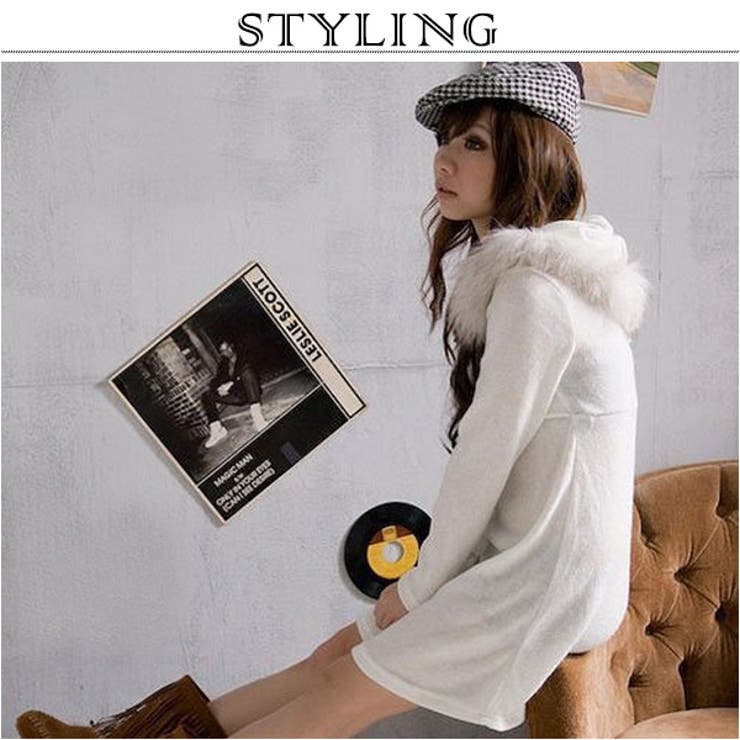 DaTuRa ビジューダーリンニットコート ファーコート コート DaTuRa - DaTuRa（ダチュラ）、ファーコート、ビジューボタン無し