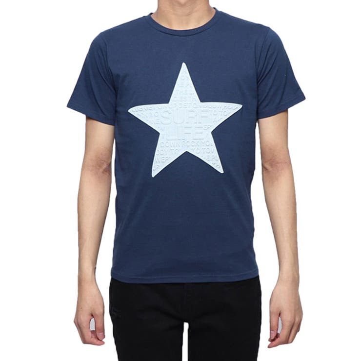 ネイビー | デニム カットソー プリント | Style Block MEN