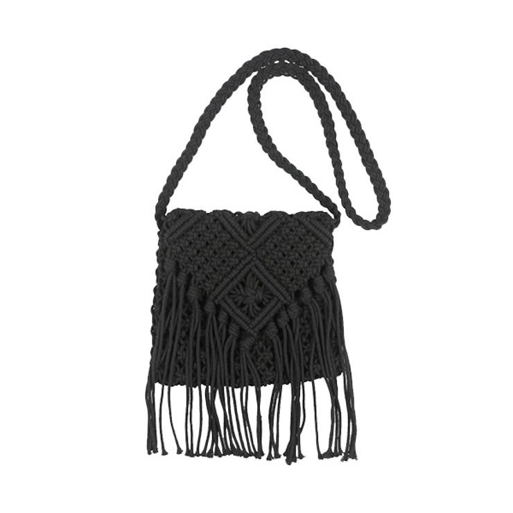 ブラック | ショルダーバッグ ポシェット マクラメ編み | STYLEBLOCK