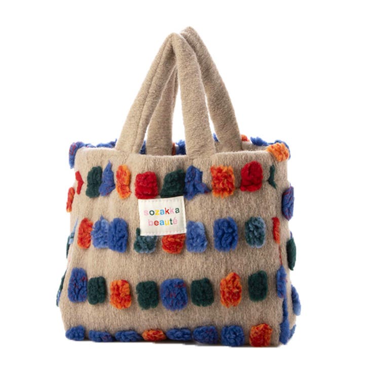 A | トートバッグ バッグ ランチバッグ カラフル 布 鞄 レディース ベージュ | STYLEBLOCK