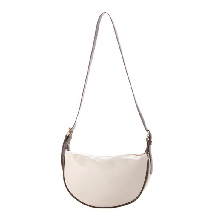 ホワイト×ダークブラウン | ショルダーバッグ バッグ レザー調 | STYLEBLOCK