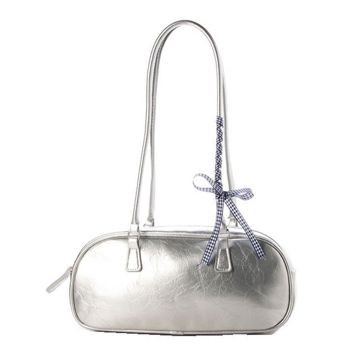 シルバー | ショルダーバッグ レザー調 リボン付き | STYLEBLOCK