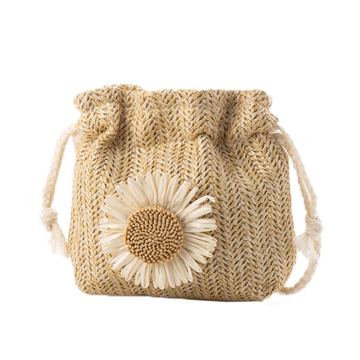 カーキ | ショルダーバッグ 巾着型 ストロー素材 | STYLEBLOCK