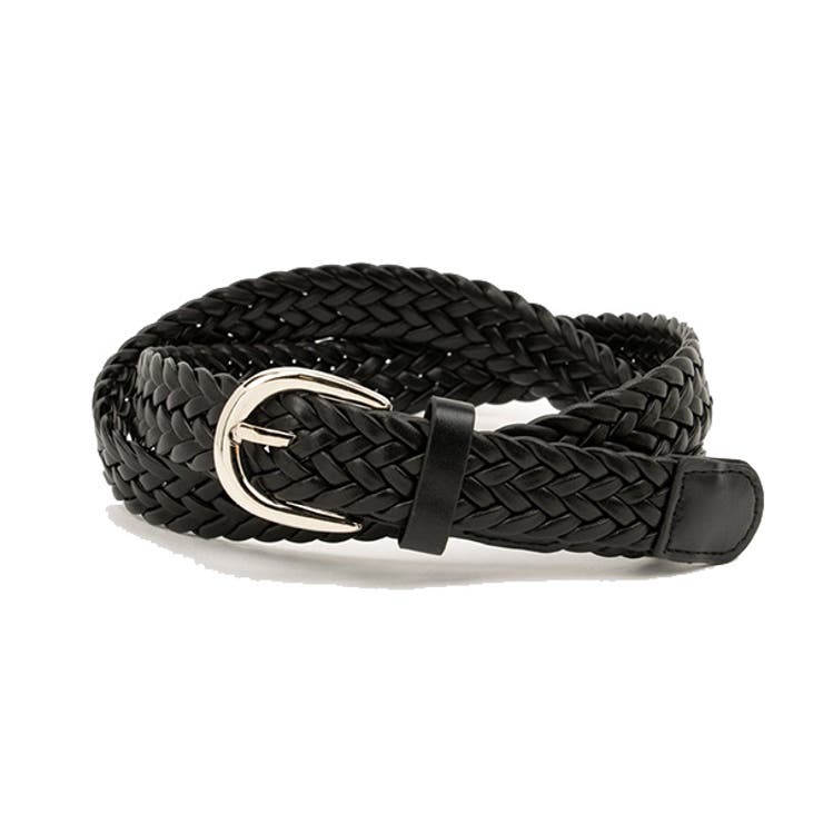 ブラック | ベルト 編み込みデザイン 合成皮革 | STYLEBLOCK
