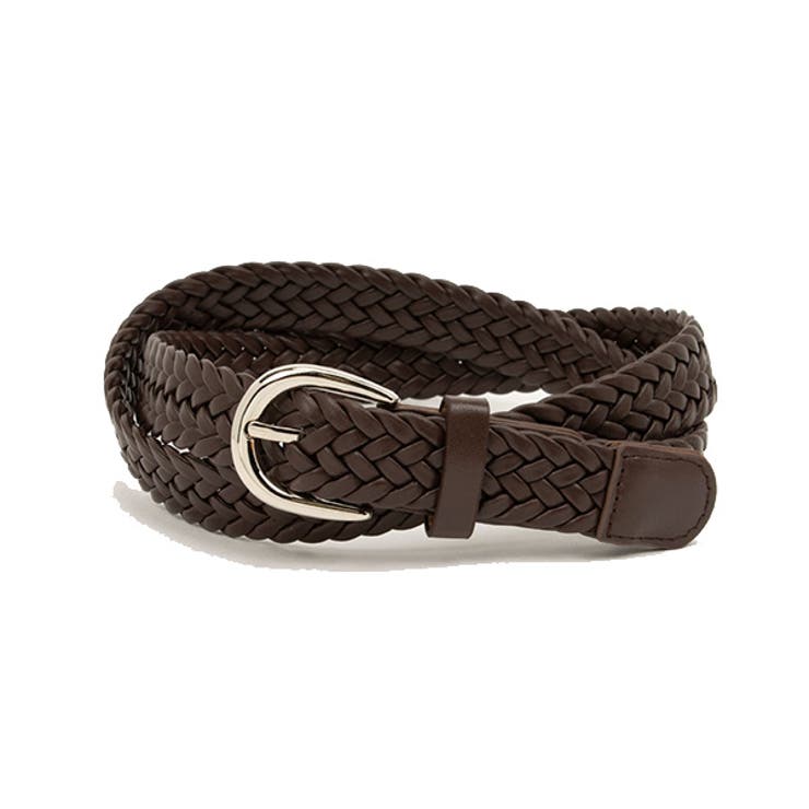 ダークブラウン | ベルト 編み込みデザイン 合成皮革 | STYLEBLOCK