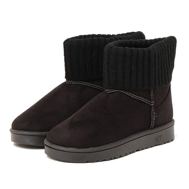 ブラック | ムートンブーツ ショートブーツ ニット | STYLEBLOCK