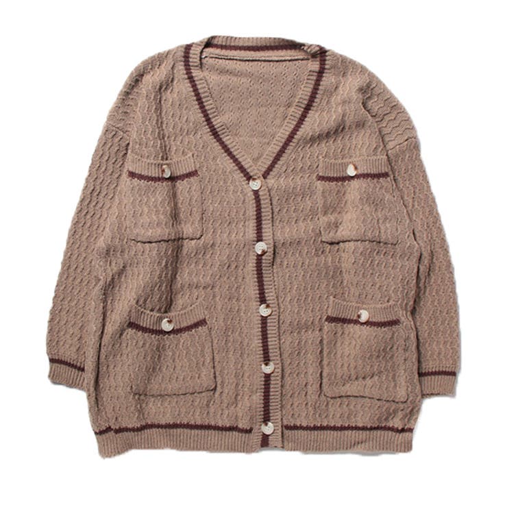 カーキ | ニットカーディガン カーディガン ワッフル | STYLEBLOCK