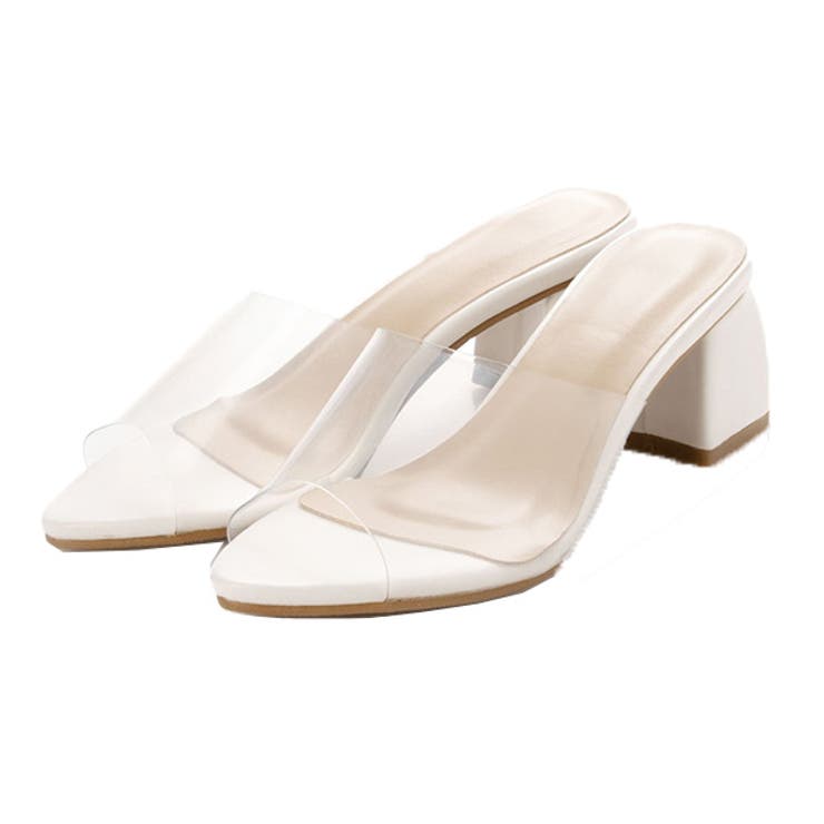 ホワイト | クリアサンダル ヒール 太ヒール | STYLEBLOCK