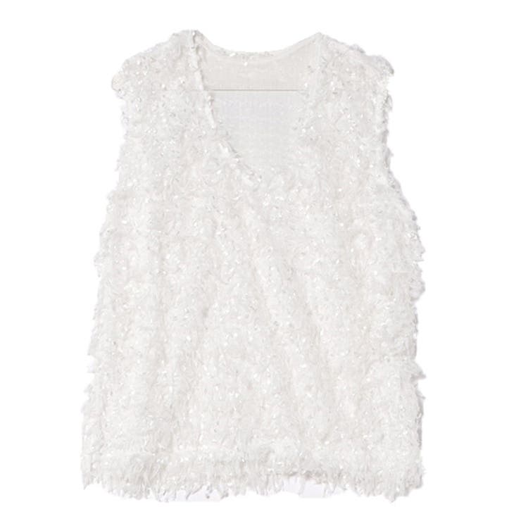 ホワイト | ベスト ジレ フェザーヤーン | STYLEBLOCK