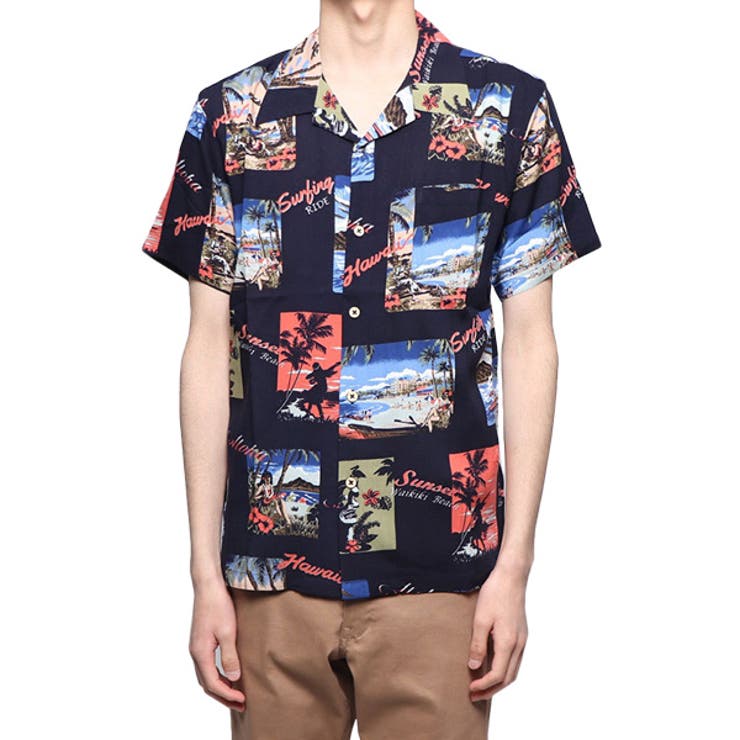 ネイビーB | アロハシャツ 開襟シャツ オープンカラーシャツ | Style Block MEN