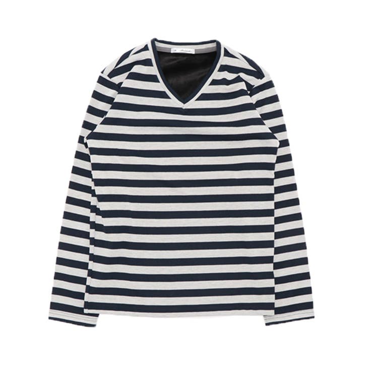 ネイビー×ホワイト | ロンT トレーナー 裏起毛 | Style Block MEN