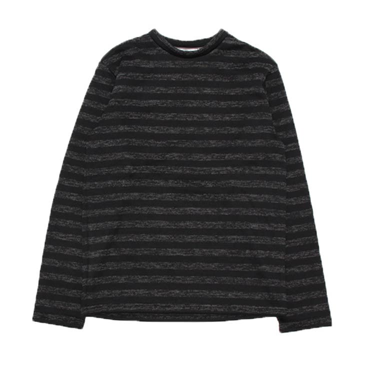 ブラック×グレー | ロンT ニットTシャツ 裏起毛 | Style Block MEN