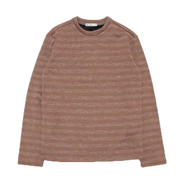 MIXブラウン×ブラック | ロンT ニットTシャツ 裏起毛 | Style Block MEN
