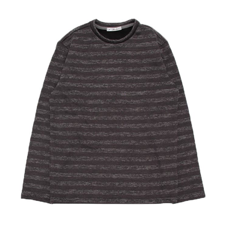 MIXチャコール×ブラック | ロンT ニットTシャツ 裏起毛 | Style Block MEN