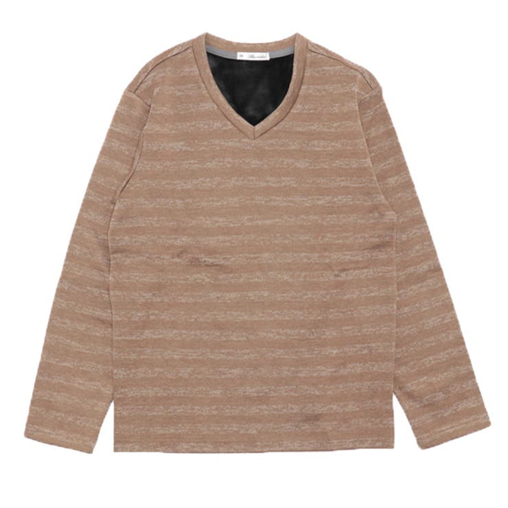 MIXブラウン×ブラック | ロンT ニット 長袖 | Style Block MEN