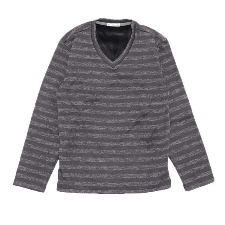 MIXチャコール×ブラック | ロンT ニット 長袖 | Style Block MEN