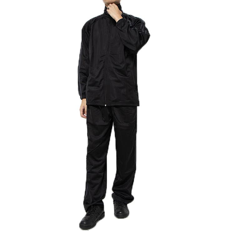 ブラック×チャコール | ジャージ 上下 セットアップ | Style Block MEN