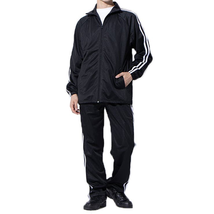 ブラック×ホワイト | ジャージ 上下 セットアップ | Style Block MEN