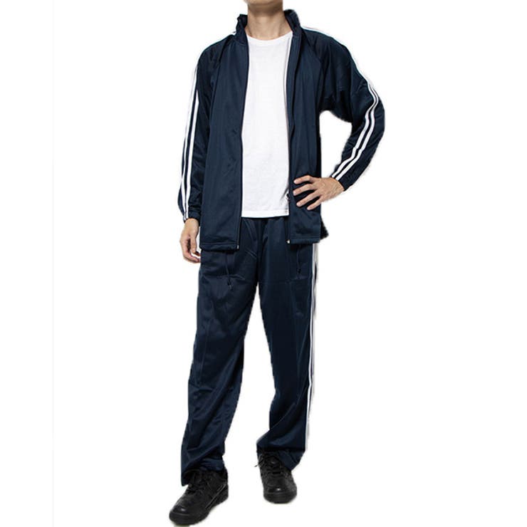 ネイビー×ホワイト | ジャージ 上下 セットアップ | Style Block MEN