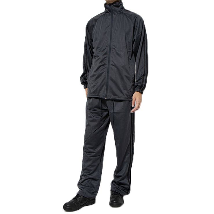チャコール×ブラック | ジャージ 上下 セットアップ | Style Block MEN