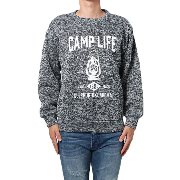 CAMPLIFE杢チャコール | トレーナー ニットフリース ロゴ | Style Block MEN
