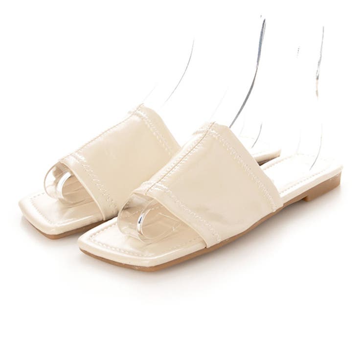 ベージュ | フラットサンダル スクエアトゥ ぺたんこ | STYLEBLOCK