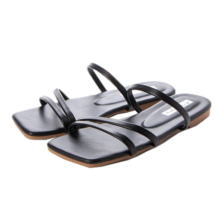 ブラック | フラットサンダル ストラップサンダル ローヒール | STYLEBLOCK