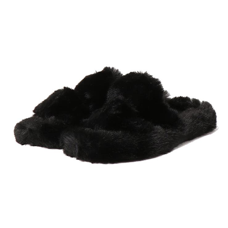 ブラック | ファーサンダル スリッパサンダル フラット | STYLEBLOCK