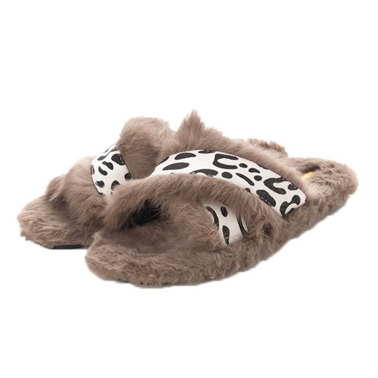 ブラウン | ファーサンダル スリッパサンダル レオパード柄 | STYLEBLOCK