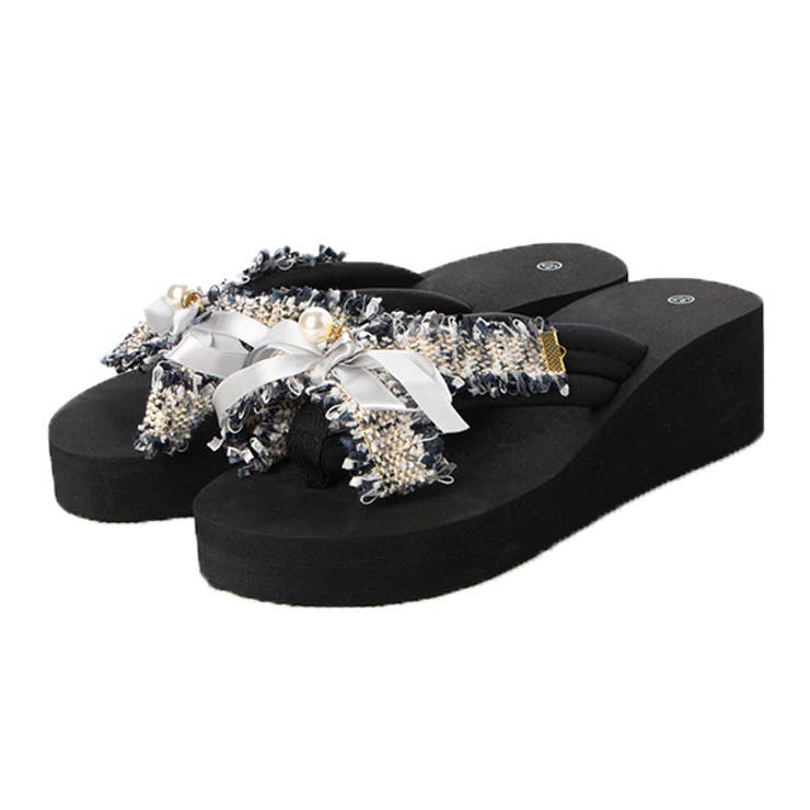 グレー | ウェッジソールサンダル ビーチサンダル リボン | STYLEBLOCK