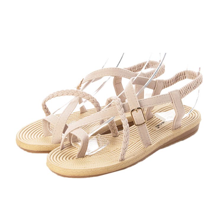 ベージュ | フラットサンダル クロスストラップ 合皮 | STYLEBLOCK