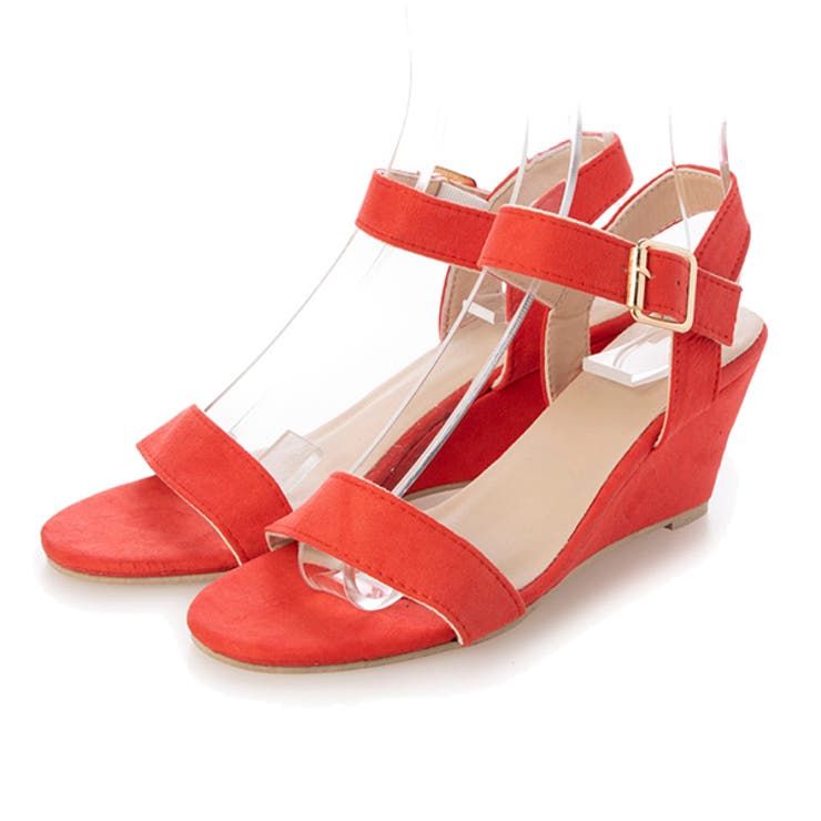 レッド | サンダル ウェッジソールサンダル レザー調 | STYLEBLOCK