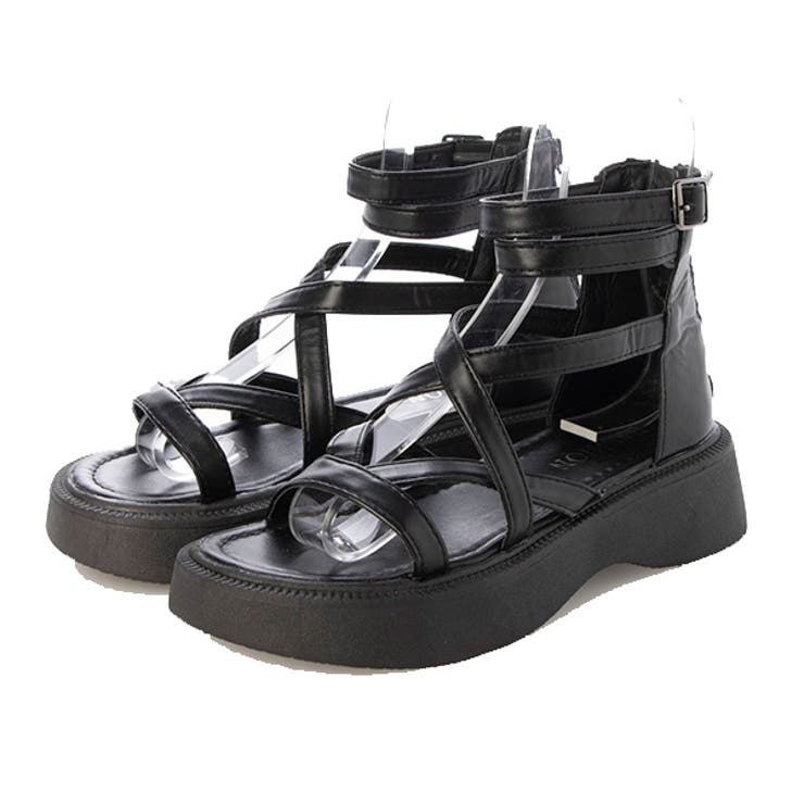 ブラック | サンダル レースアップ 厚底 | STYLEBLOCK