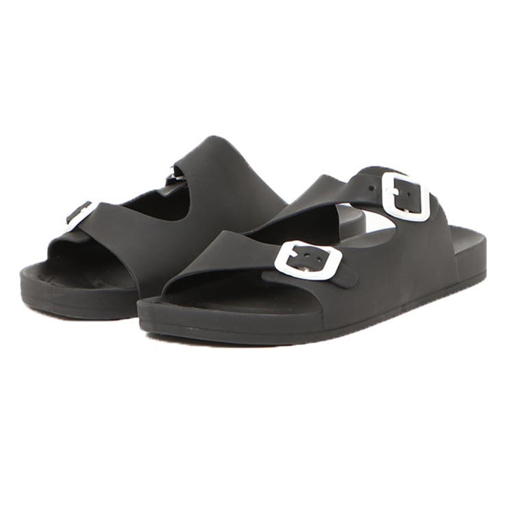 ブラック | コンフォートサンダル ダブルベルト フラット | STYLEBLOCK