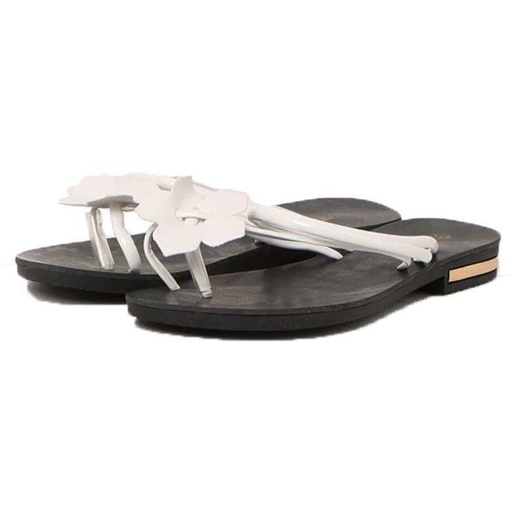 ホワイト | サンダル フラットサンダル コサージュ | STYLEBLOCK