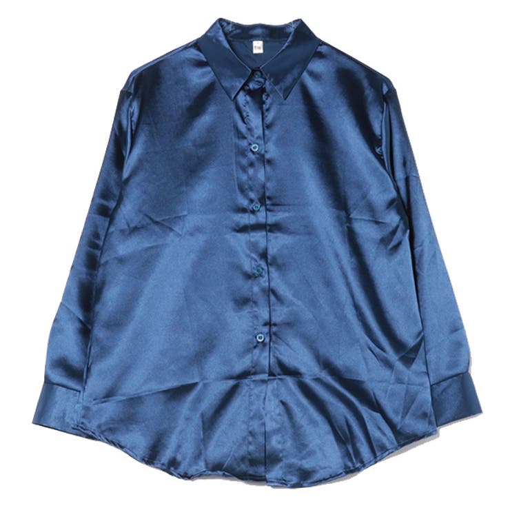 ネイビー | シャツ ブラウス サテン | STYLEBLOCK