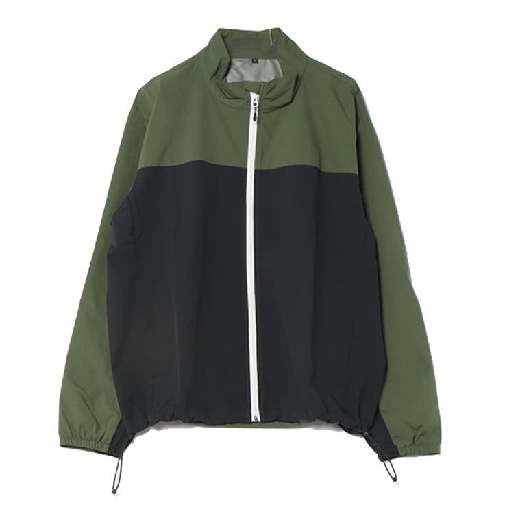 ブラック×カーキ | ウインドブレーカー ブルゾン ジップアップ | Style Block MEN