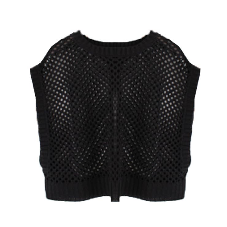 ブラック | ニットベスト ショートトップス ノースリーブニット | STYLEBLOCK