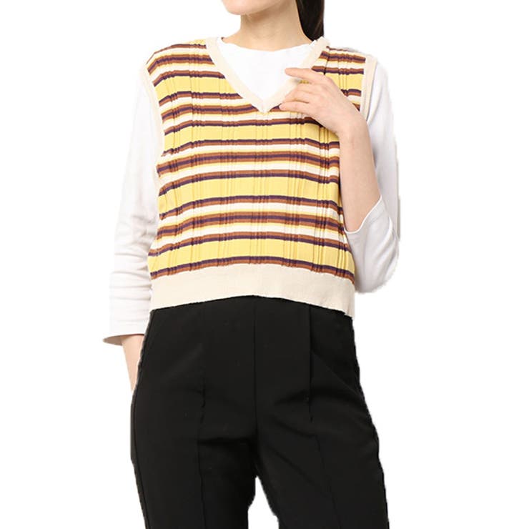 イエロー | ニット ニットベスト セーター | STYLEBLOCK